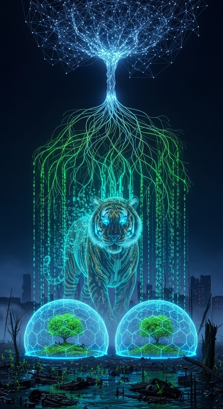 Free Digital Tiger Guardian Image - Tiger, Cyberpunk, Holographic ...