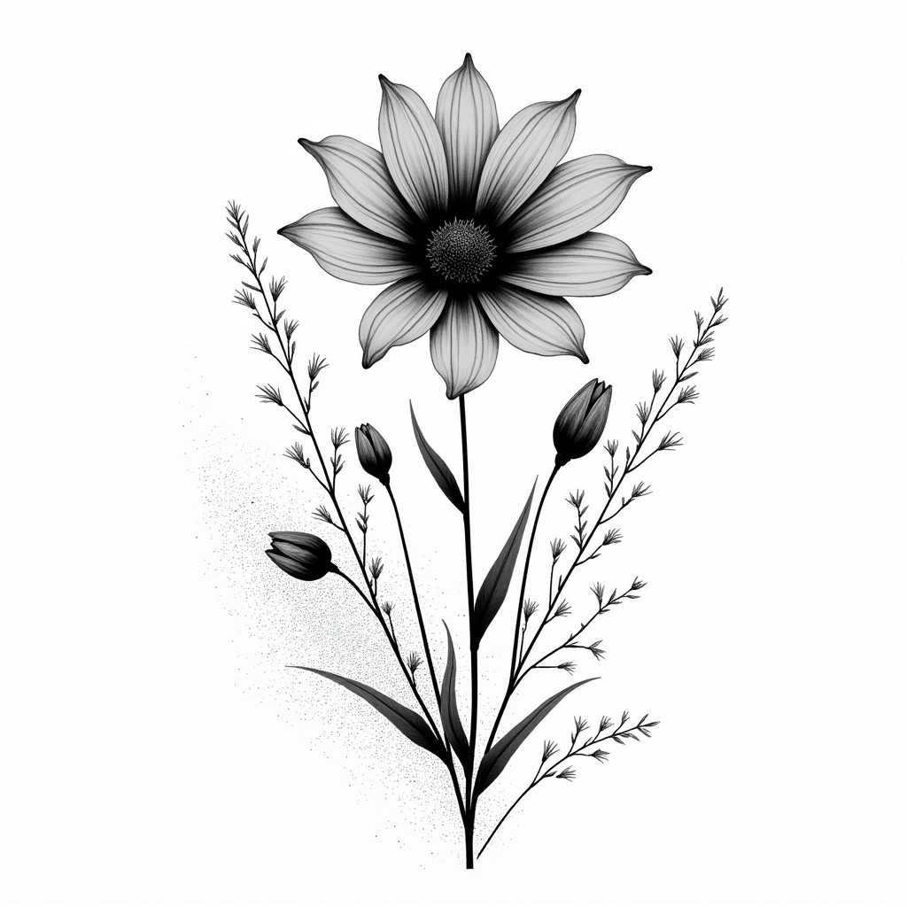 Free Elegant Botanical Bloom Image - Flower, Botanical, Monochrome ...