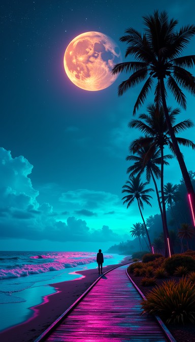Free Neon Beach Dreams Image - Cyberpunk, Beach, Neon | Download at ...
