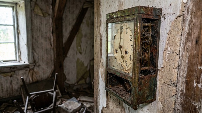 Rusty Broken Clock Free Shattered Clockwork Remains Image - Clock, Shattered, Decay ...