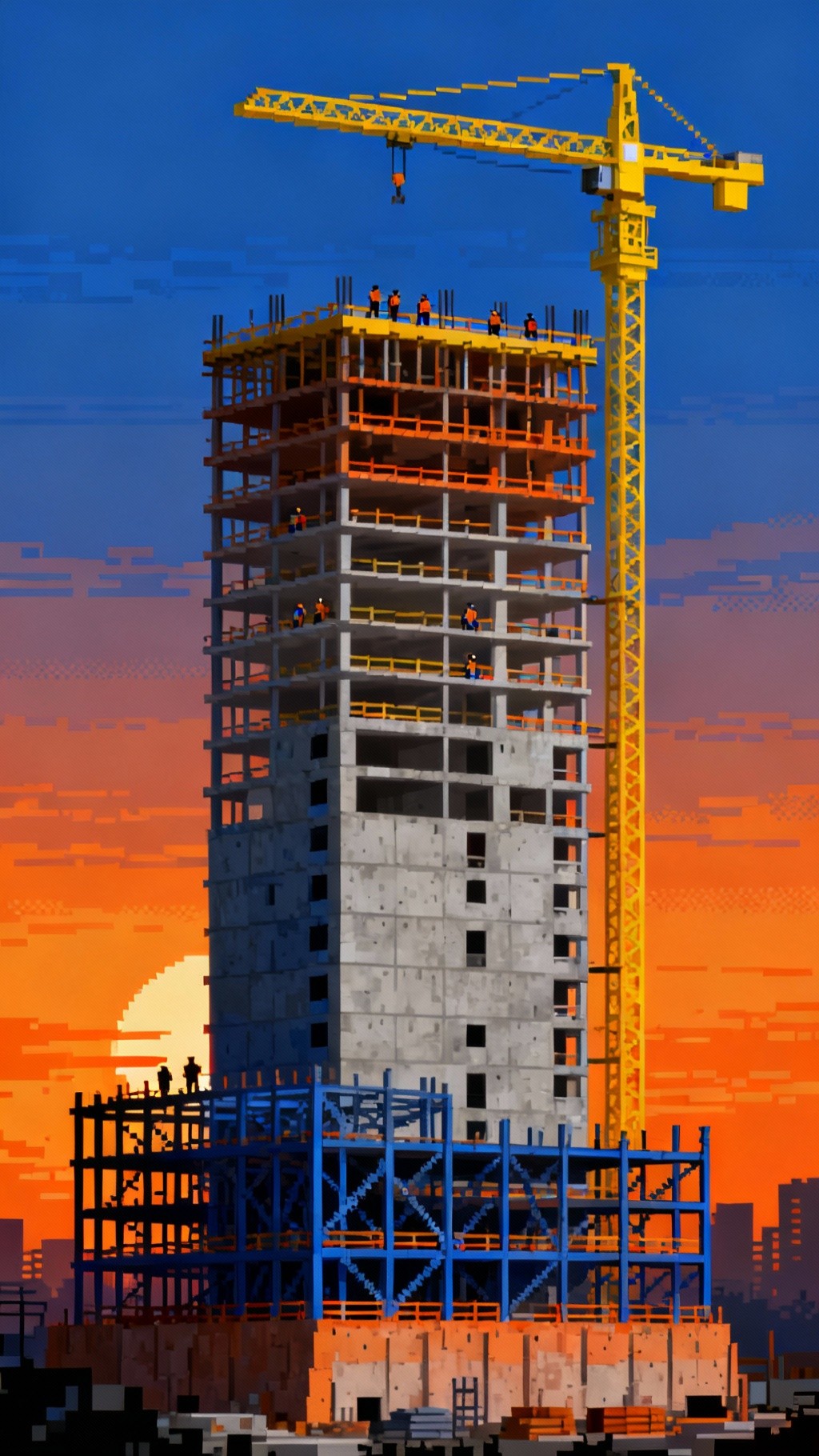 Free Sunset Construction Progress Image - Construction, Sunset ...