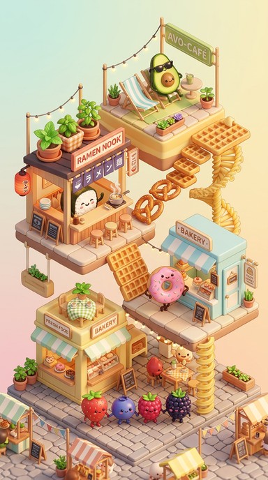 Download Kawaii Café Characters 3D Images for Free | StockCake