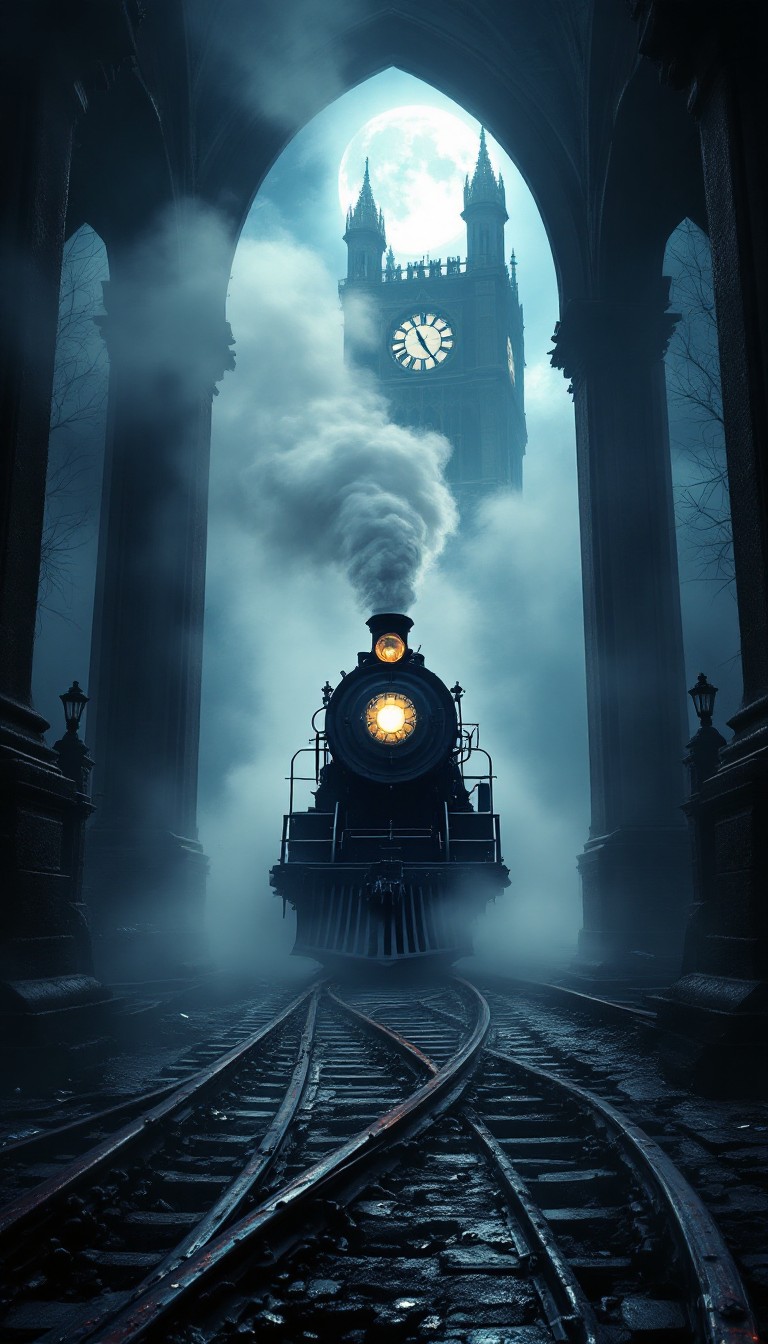 Moonlight Bridge Train Free Midnight Train Mystery Image - Locomotive, Gothic, Moonlight ...