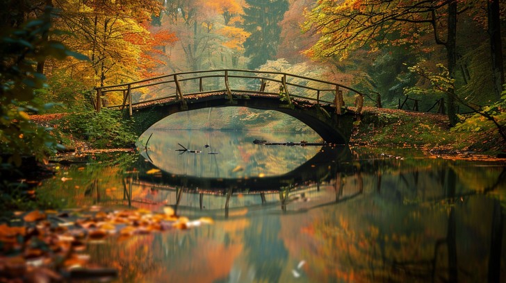 Free Autumn Bridge Scene Image - Autumn, Bridge, Pond | Download at ...