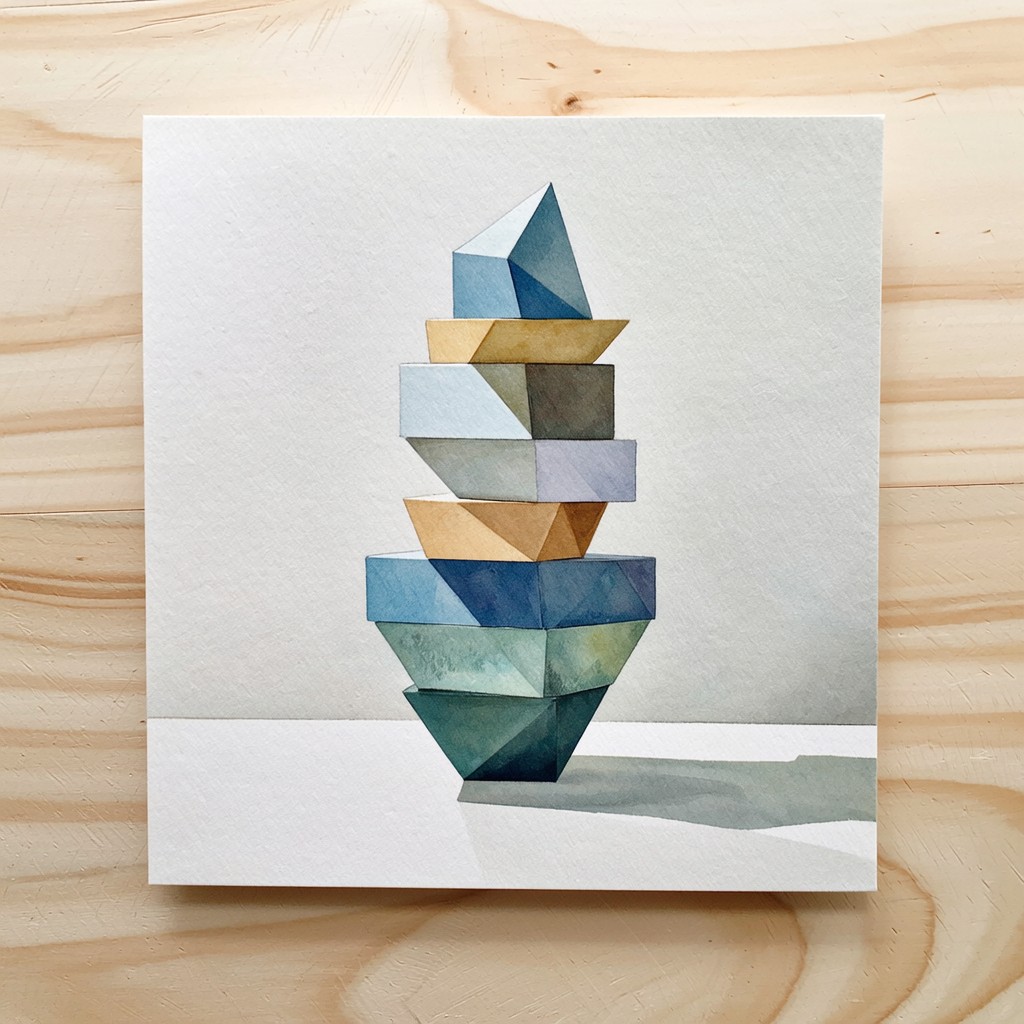 Free Geometric Balance Tower Image - Geometric, Watercolor, Abstract ...