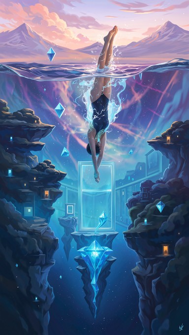 Transcending Floating Free Diving Through Dimensions Image - Surreal, Underwater, Diving ...