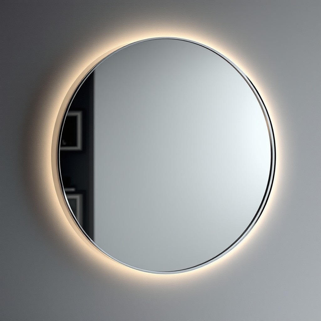 Floating Mirrior Free Floating Illuminated Mirror Image - Mirror, Backlit, Circular ...