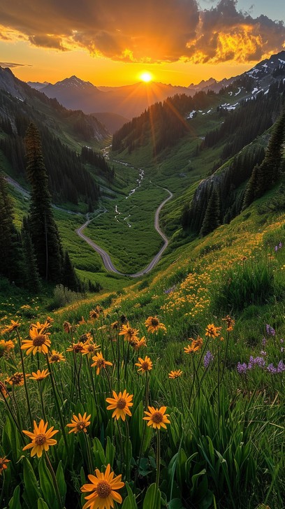 Free Mountain Sunset View Image - Sunset, Mountains, Valley | Download ...