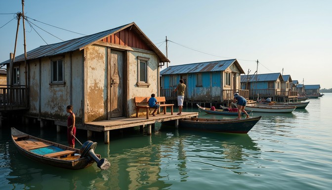 Stilted Community Free Floating village life Image - Stilts, Fishing, Village | Download ...