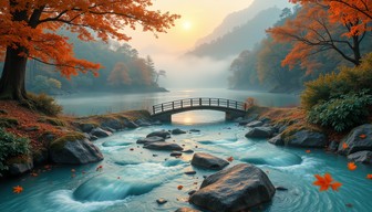 Free Misty Autumn Bridge Image - Autumn, Bridge, Stream | Download at ...