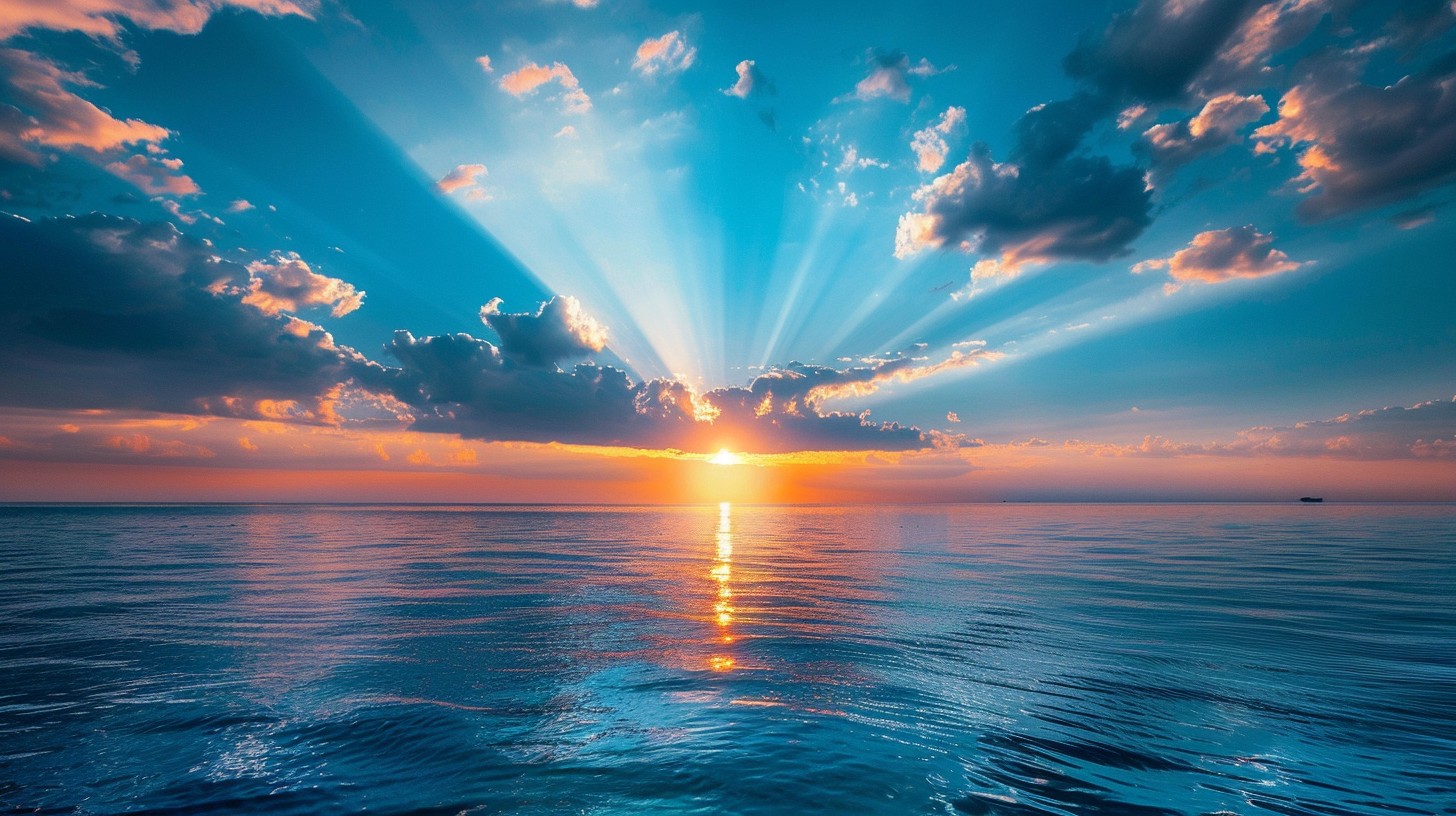Free Ocean Sunset Rays Photo - Sunset, Ocean, Clouds | Download at ...