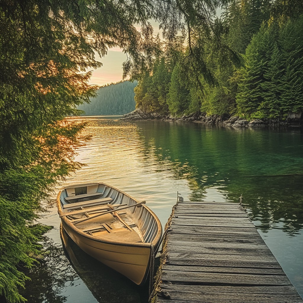 Free Serene Lake View Image - Lake, Boat, Sunset | Download at StockCake