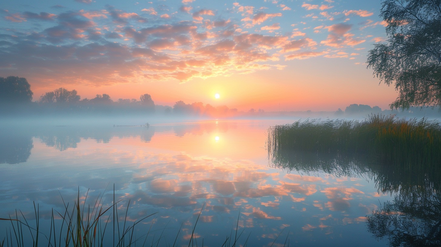 Free Misty Sunrise Serenity Image - Sunrise, Mist, Lake | Download at ...