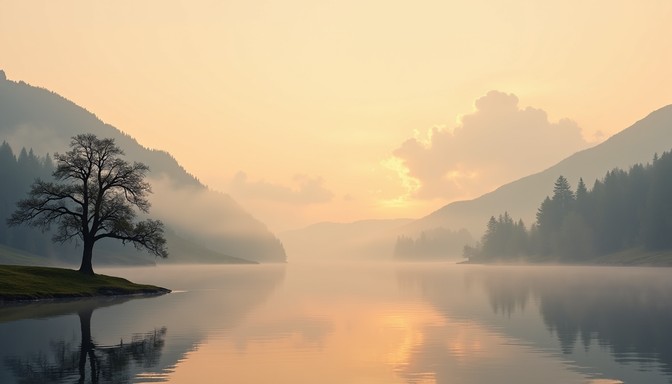 Free Misty Lake Dawn Image - Lake, Mountains, Sunrise | Download at ...