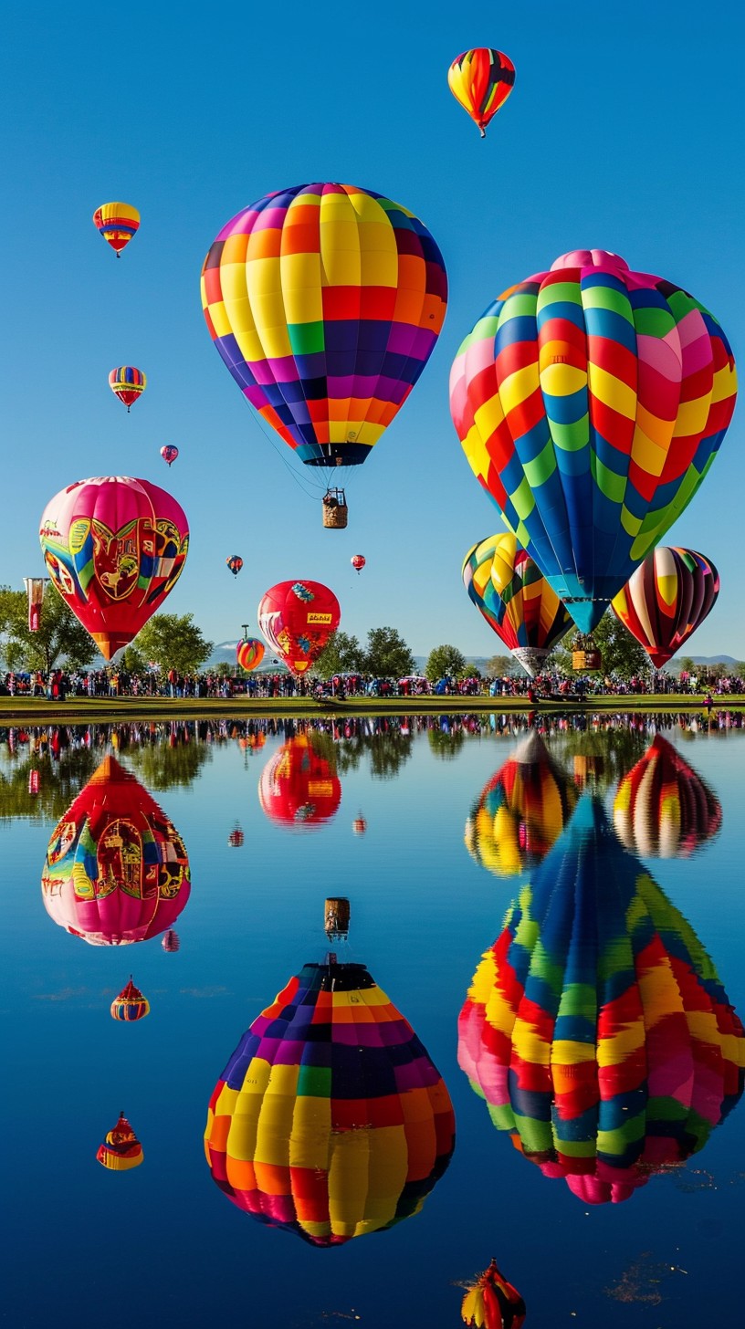 Free Vibrant Balloon Reflection Image - Hot Air Balloons, Reflection ...
