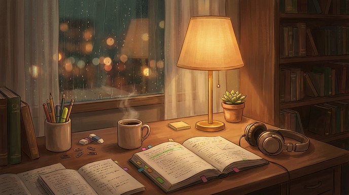 Free Cozy Study Vibes Image - Study, Desk, Lofi | Download at StockCake