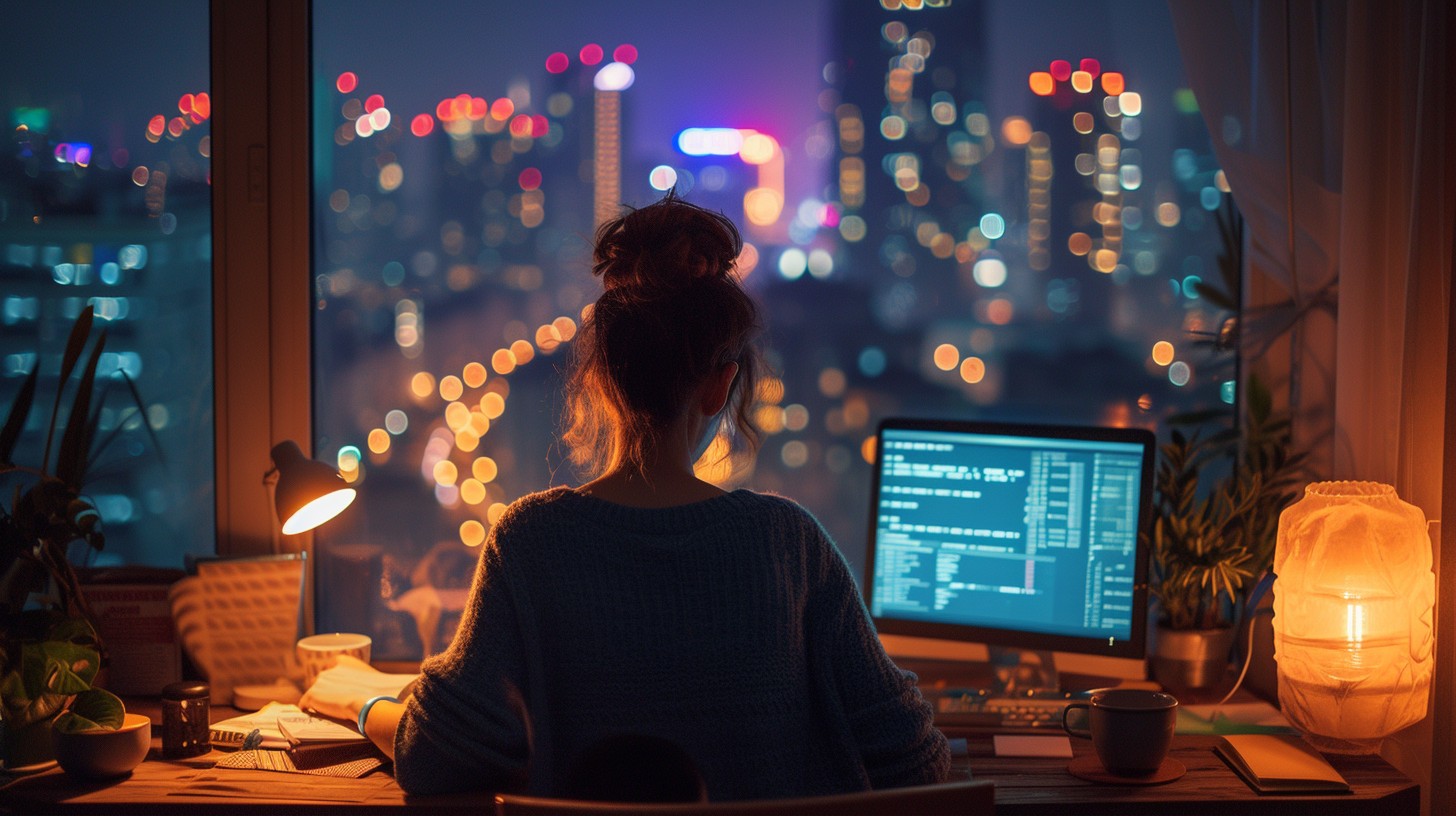 Free Nighttime Coding Session Image - Coding, Computer, Cityscape ...