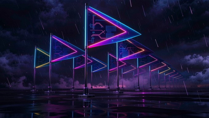 Free Neon Flag Waving Image - Pixel, Flag, Banner | Download at StockCake