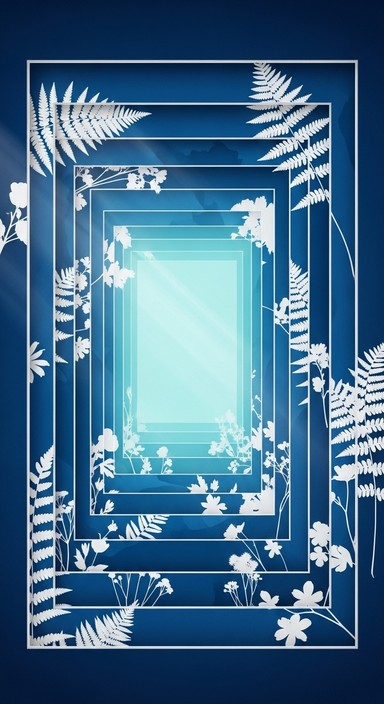 Blue Rectangular Portal Free Botanical Blue Portal Image - Botanical, Cyanotype, Portal ...