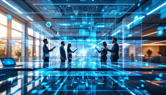 Free Digital Future Workspace Image - Technology, Holographic, Digital ...