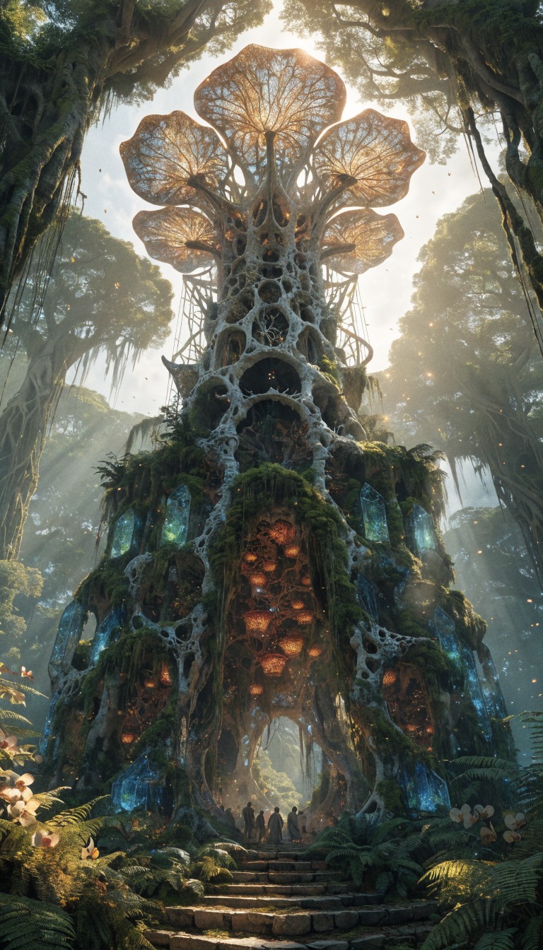 Free Living Temple Rises Image - Solarpunk, Temple, Architecture ...