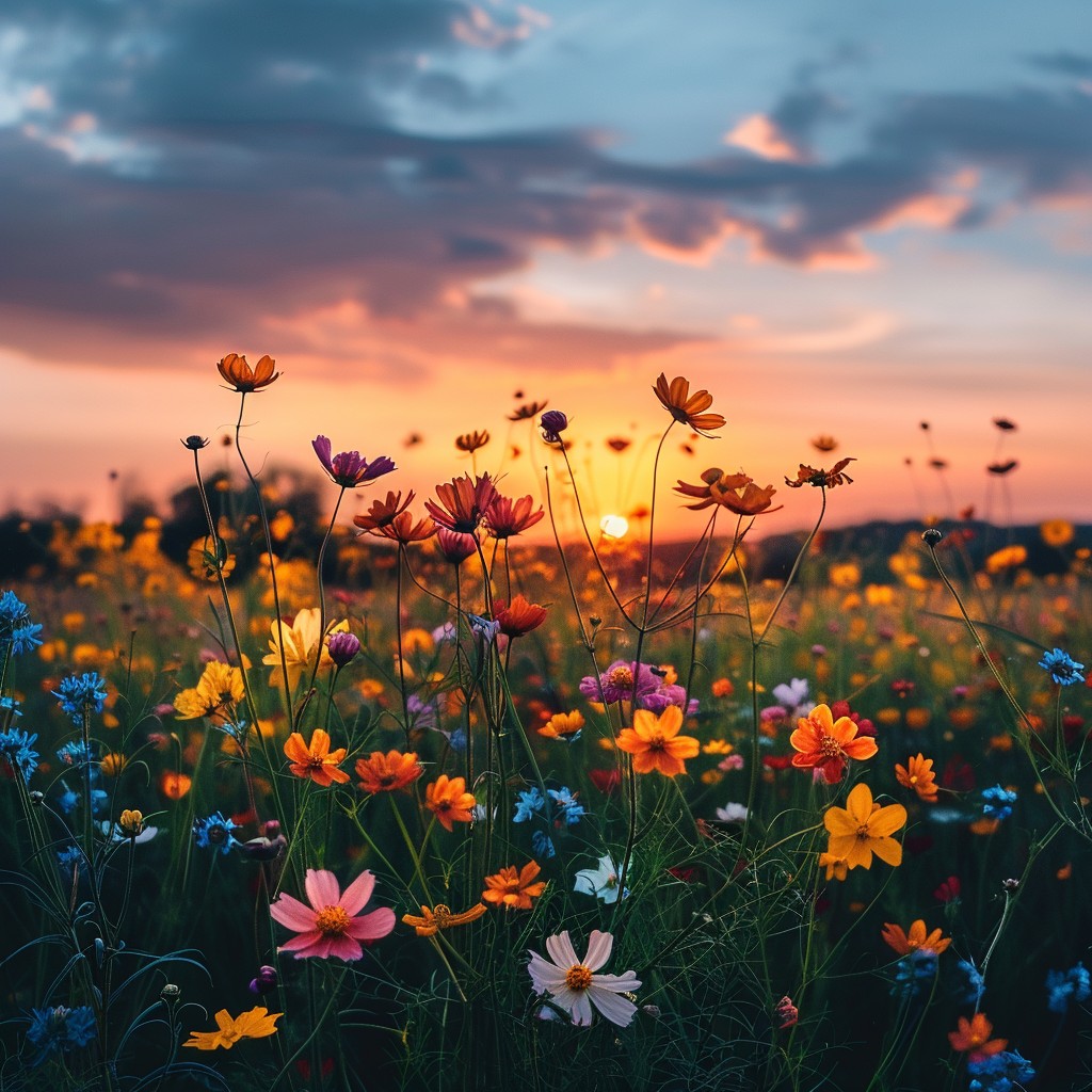 Free Sunset Flower Field Image - Sunset, Flowers, Field | Download at ...