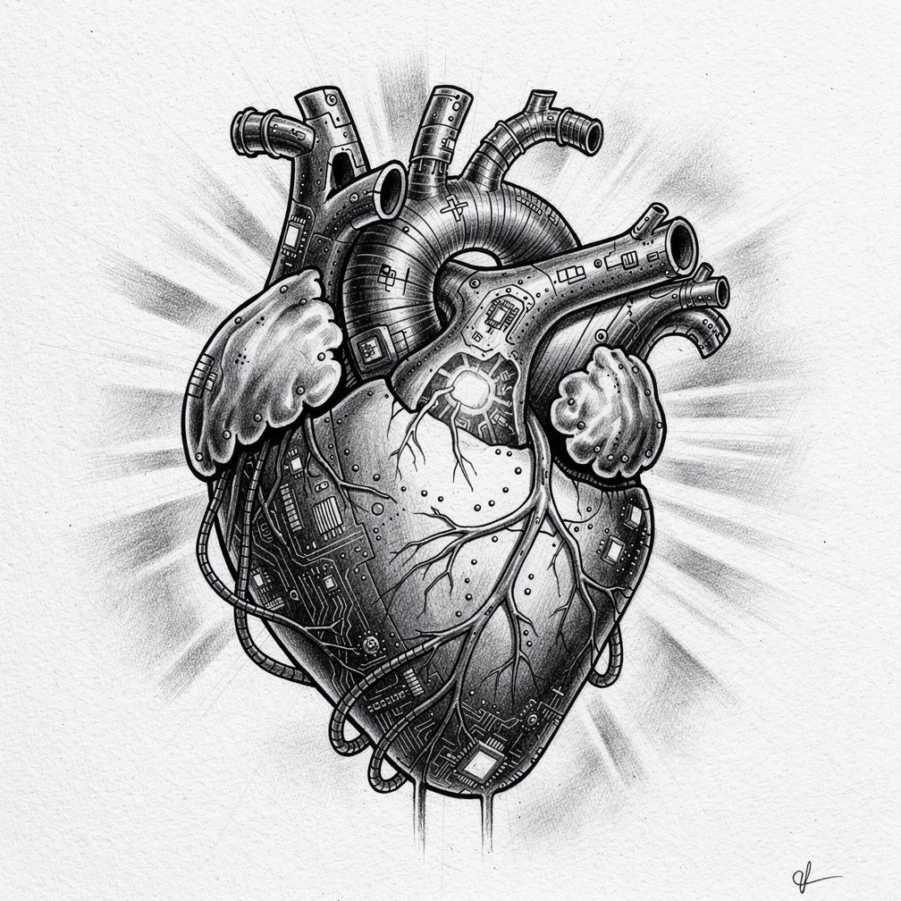 Free Biomechanical Heart Sketch Image - Biomechanical, Heart, Sketch ...