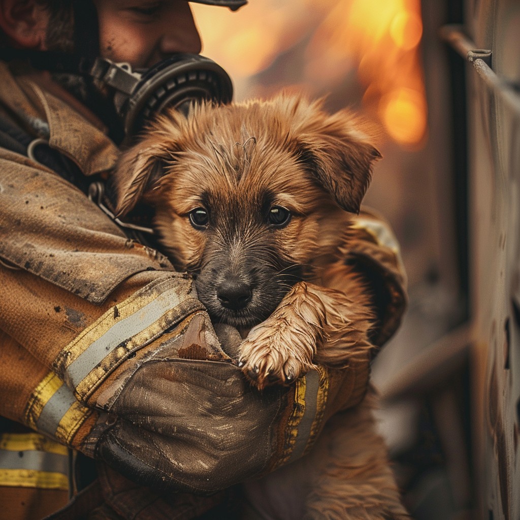 Free Firefighter Saves Puppy Image - Firefighter, Puppy, Rescue ...