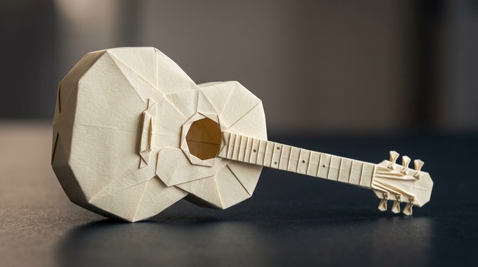 Guitar Paper Tutorial Free Folded Paper Guitar Image - Origami, Guitar, Paper | Download at ...