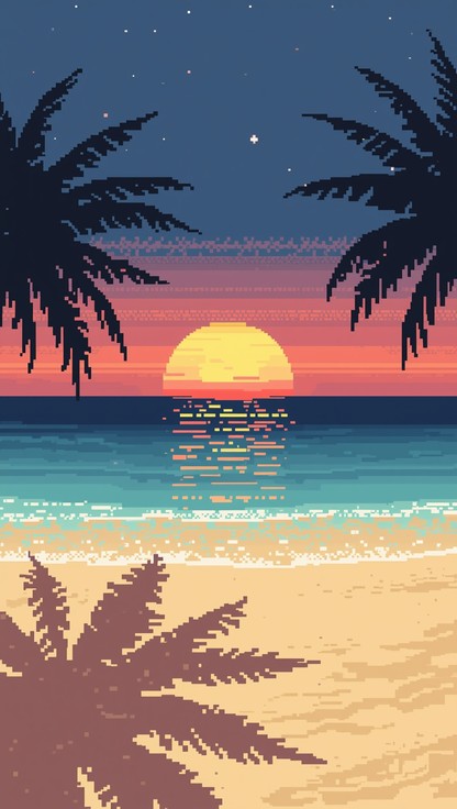 Free Pixel Paradise Sunrise Image - Pixel, Retro, Beach | Download at ...
