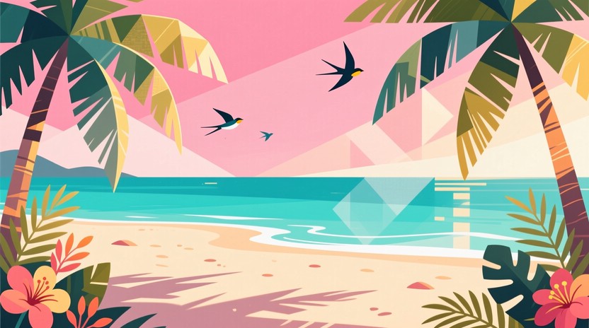 Free Layered Beach Scene Image - Coastal, 3d, Lowpoly | Download at ...