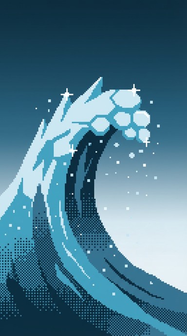Wave Rising Drawing Free Frozen Wave Rising Image - Pixel, Art, Wave | Download at StockCake