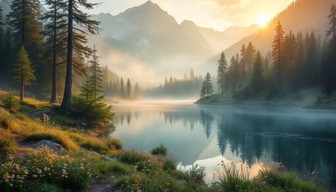 Free Misty Mountain Lake Image - Alpine, Misty, Sunrise | Download at ...