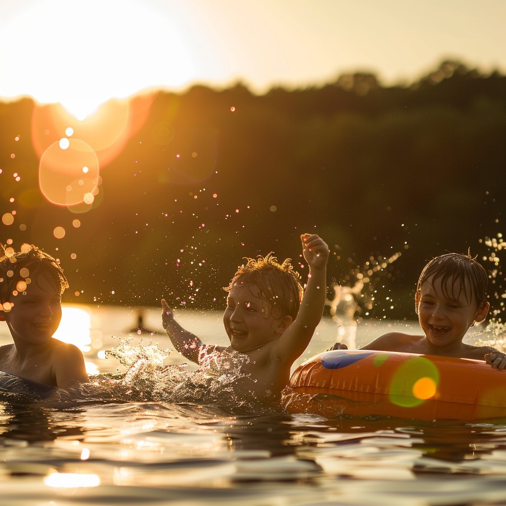 Lake Fun Free Sunset Lake Fun Image - Sunset, Children, Lake | Download at StockCake