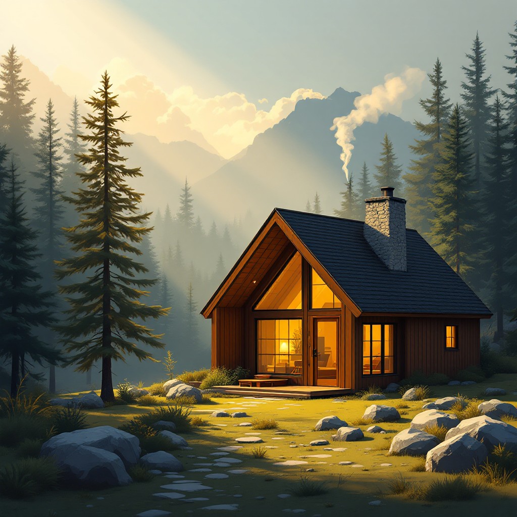 Download Cozy Mountain Cabin Image - Cabin, Forest, Mountains | StockCake