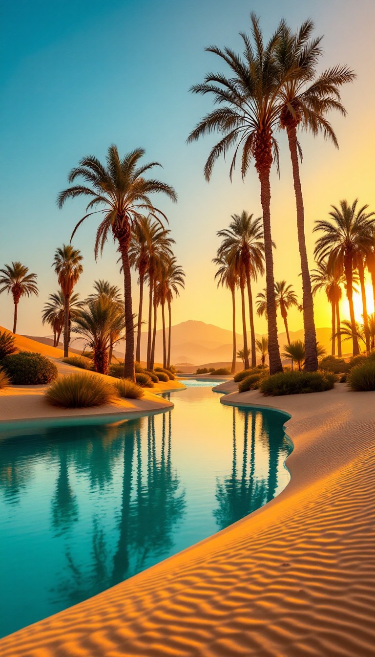Free Desert Paradise Pool Image - Oasis, Palms, Desert | Download at ...