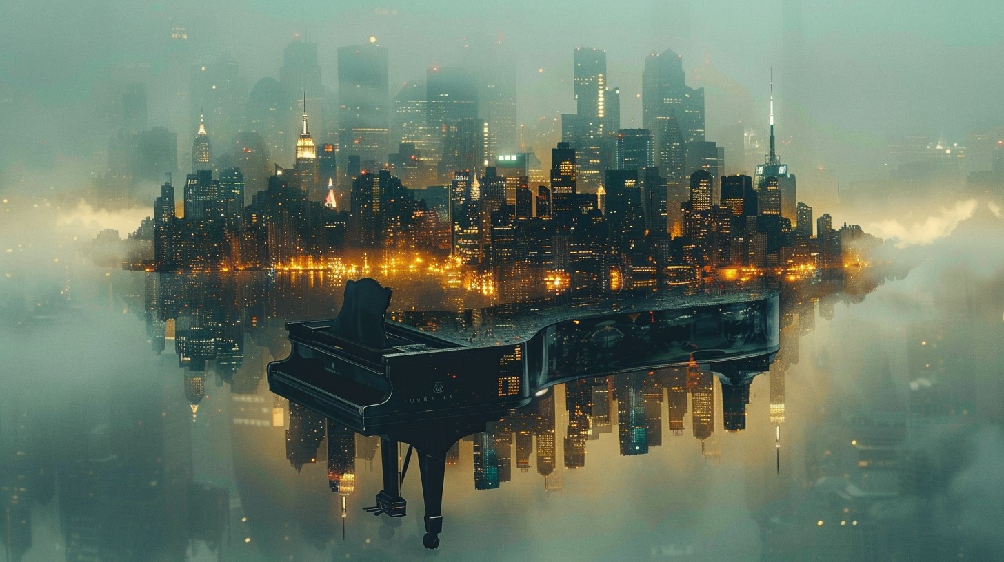 Free Dreamy Urban Nightscape Image - Cityscape, Fog, Piano | Download ...