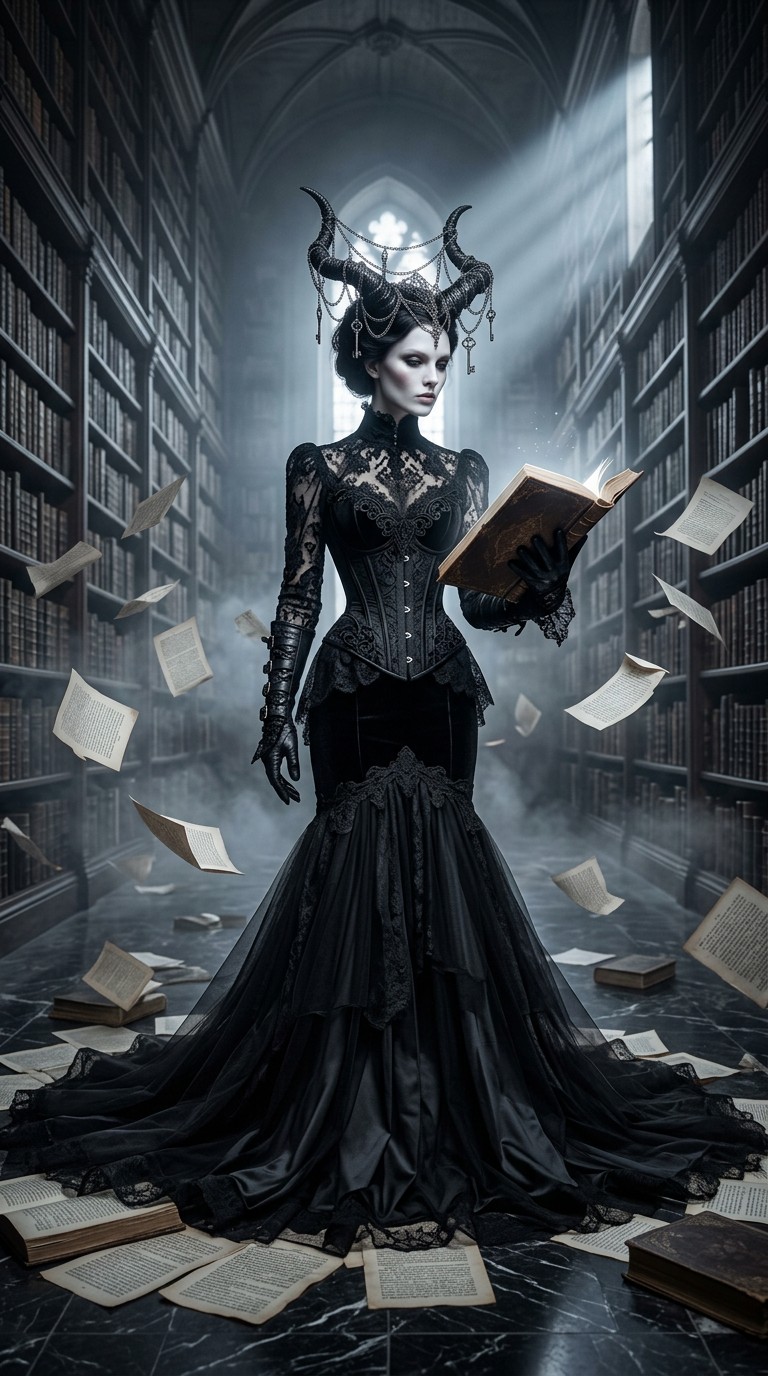 Free Dark Library Enchantress Image - Gothic, Library, Woman | Download ...