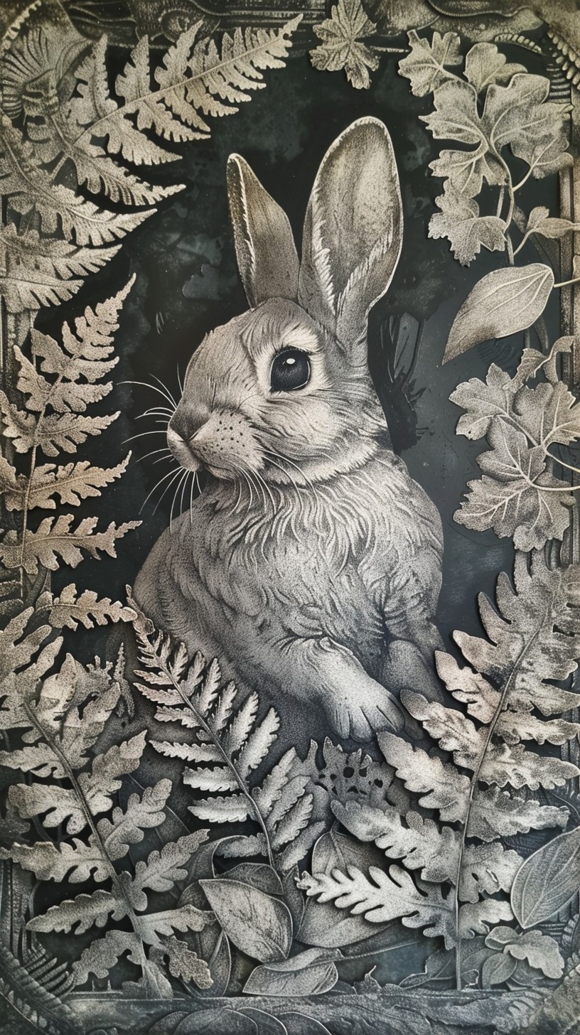 Free Majestic Rabbit Art Image - Artwork, Rabbit, Ferns | Download at ...