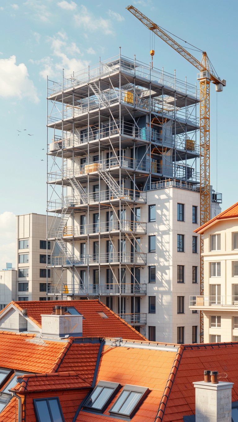 Free Rooftop Construction Scene Image - Construction, Scaffolding ...