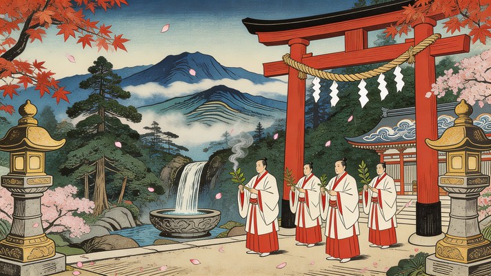 Japanese Religious Rituals Free Sacred Mountain Ritual Image - Ukiyo-e, Japanese, Woodblock ...