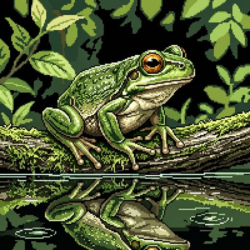 Free Pixel Frog Reflection Image - Frog, Amphibian, Pixel | Download at ...