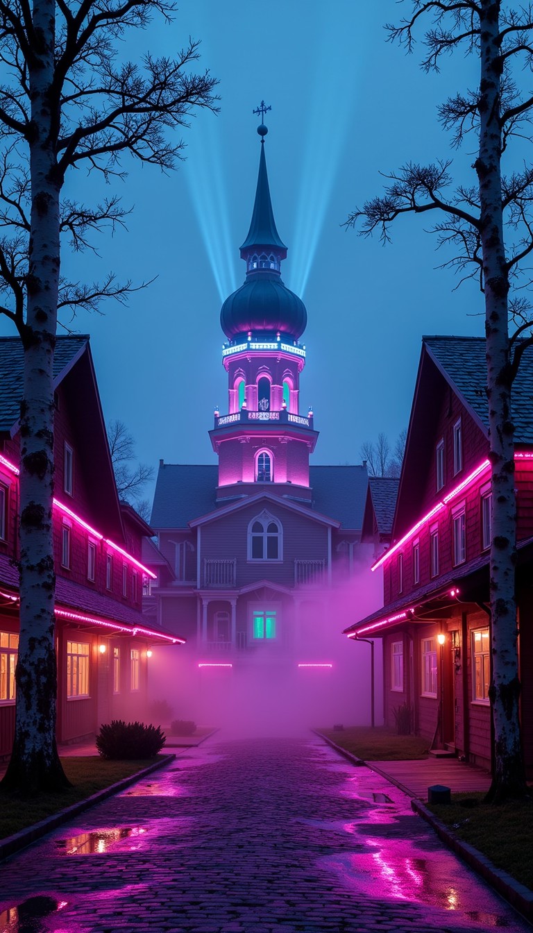 Free Neon Church Tower Image - Church, Steeple, Tower | Download at ...