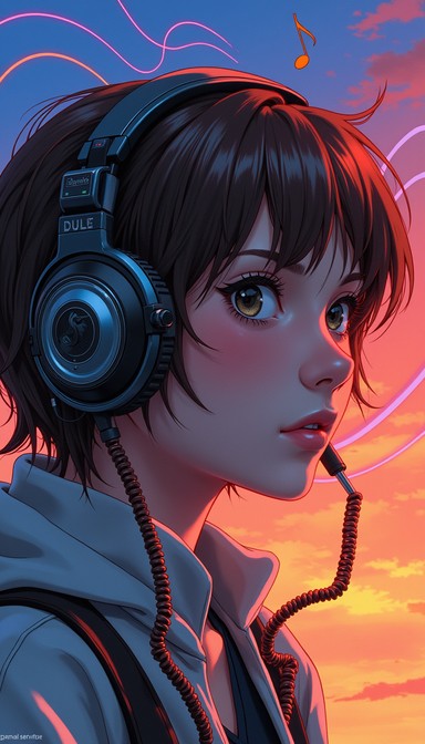 Download Lost In Sound Image - Anime, Headphones, Nostalgic