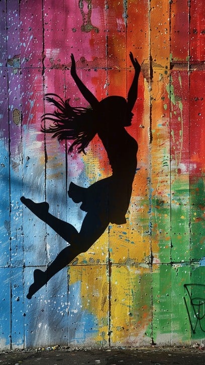 Free Joyful Silhouette Jump Image - Silhouette, Jumping, Graffiti