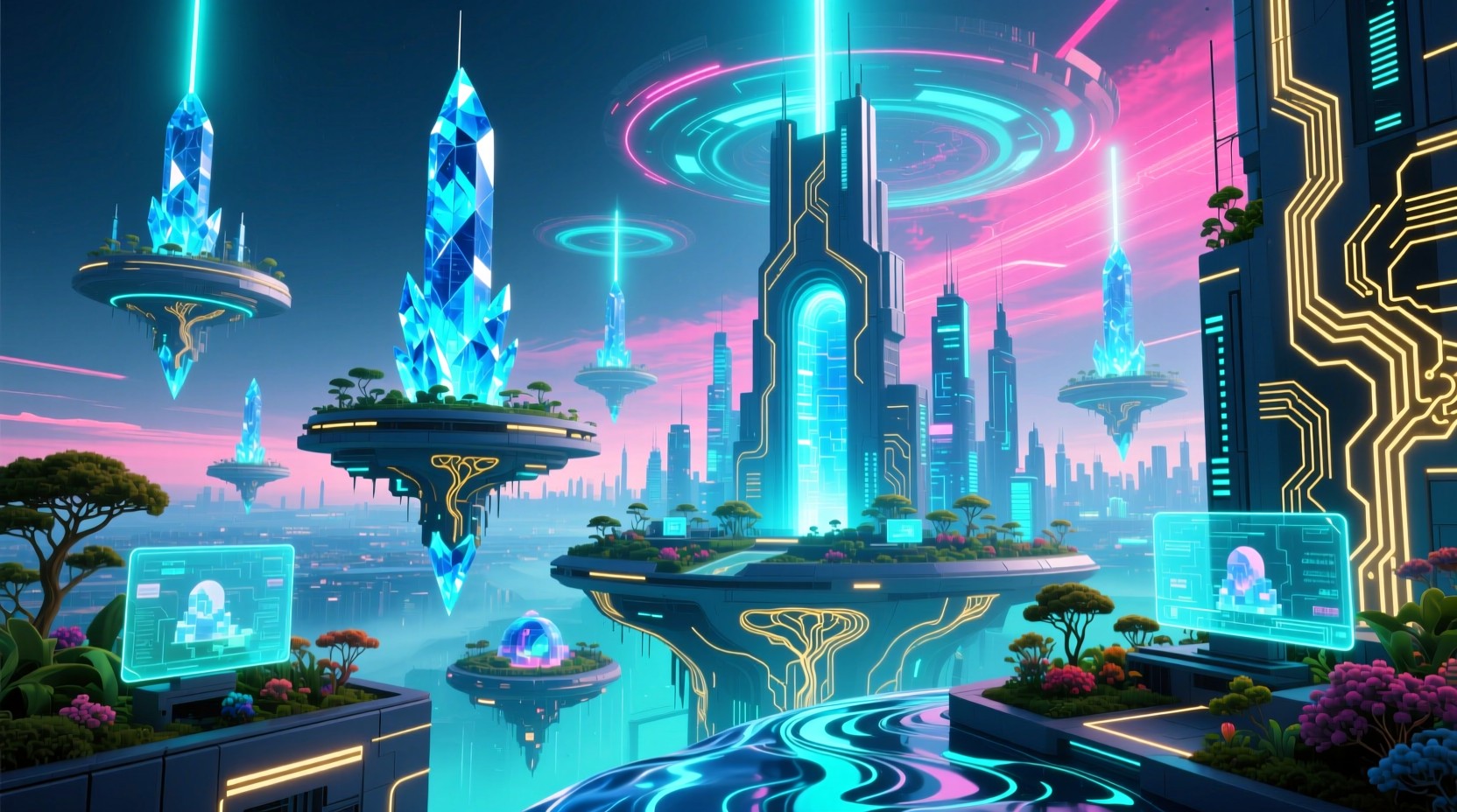 Free Quantum Crystal City Image - Futuristic, Cityscape, Floating ...