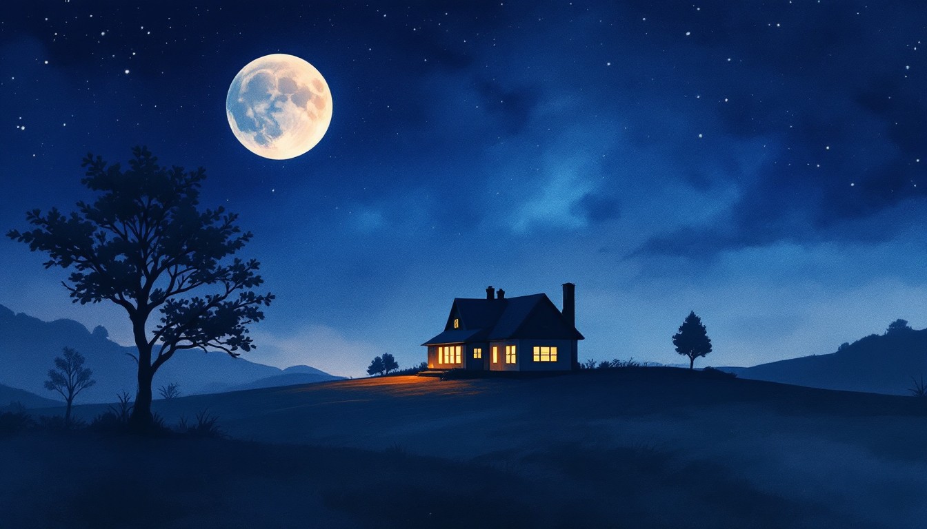 Free Moonlit Country Home Image - Moon, House, Night | Download at ...