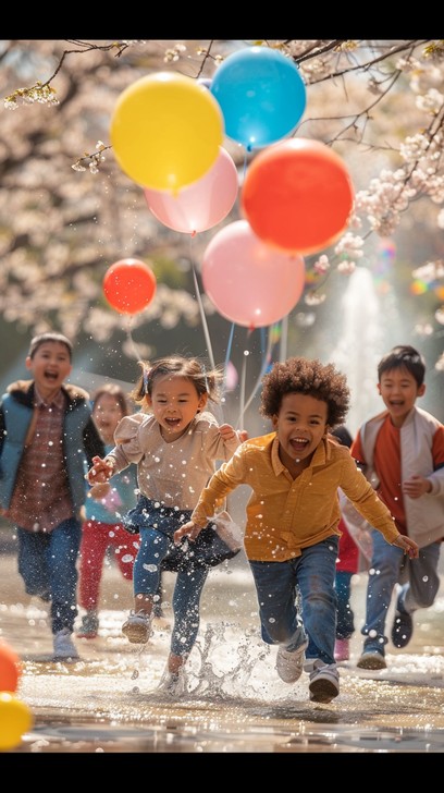 Free Joyful Balloon Chase Image - Children, Balloons, Joy | Download at ...