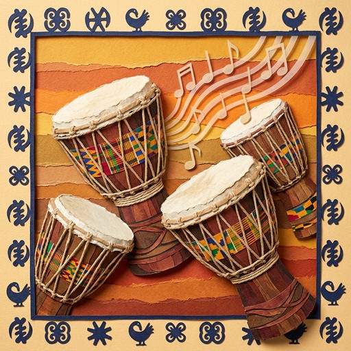 Free Rhythmic Paper Collage Image - Djembe, Drums, Percussion ...