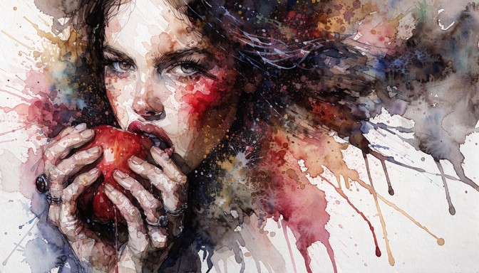 Woman Apple Ink Free Apple Beauty Portrait Image - Watercolor, Portrait, Woman ...